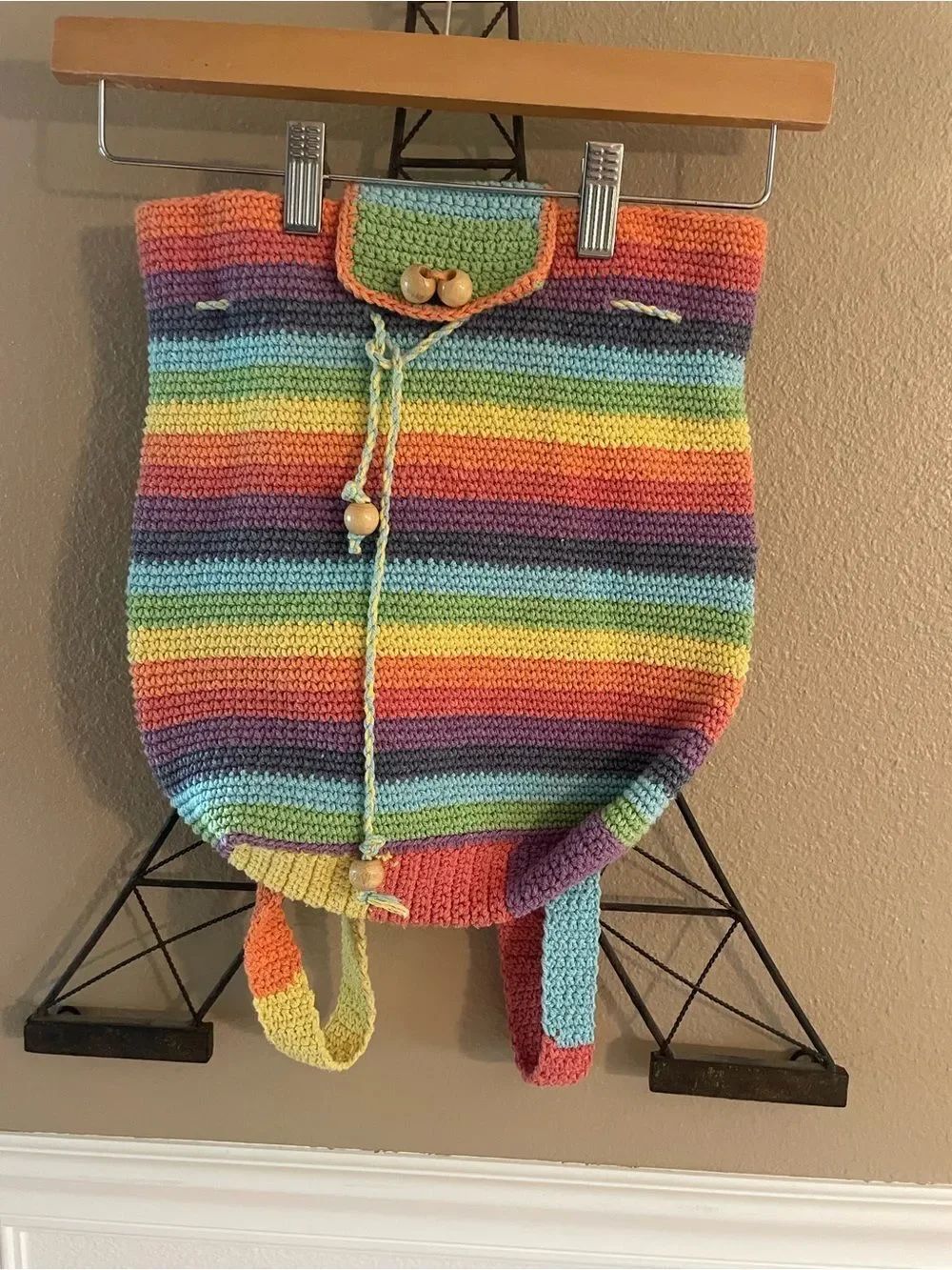 90’s Rainbow Colors Thick Crocheted Backpack